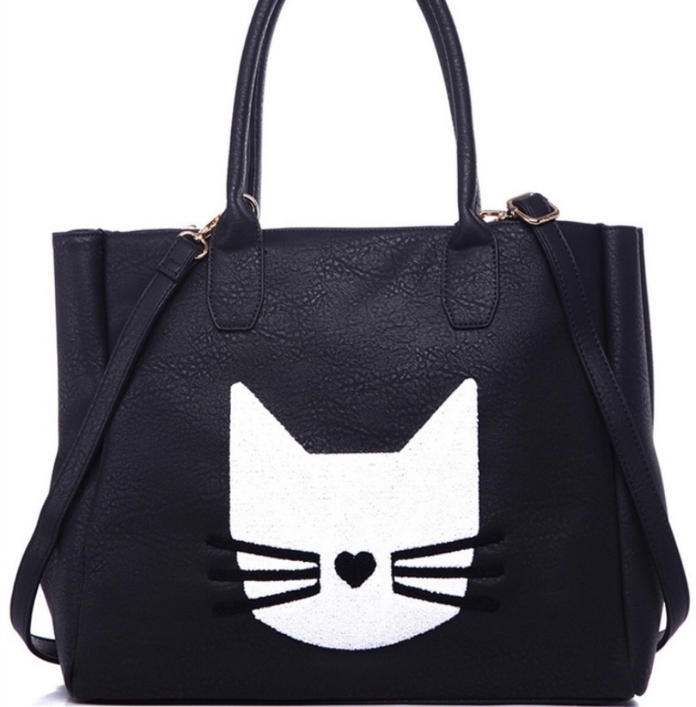 Vegan Leather Cat tote bag